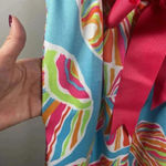 Gretchen Scott Shell Shock Ruffle Neck Dress Preppy Resortwear Tropical Size S Photo 6