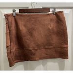 Free People  Summer Love Vegan Suede Mini Skirt Size 12 Brown Modern Cowgirl Photo 3