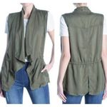 Max jeans Olive Green Tencel Drape Front Vest Photo 2