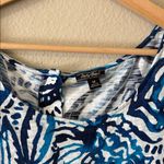 Lucky Brand Floral Leaf Print Cotton Dress Size M Knee Length Short Sleeve Blue Photo 3