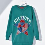 Tommy Hilfiger Collection Patchwork Quilt Star Green Tunic Sweatshirt XS Photo 4