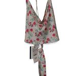 ZARA NWT Womens  Pink Floral Spaghetti Strap Back Tie Crop Top Halter Tank Size S Photo 0