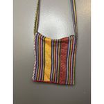 Embroidered Dragon Phoenix Crossbody Bag Womens Red Silk Boho Striped Cotton Photo 2