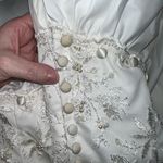 Elegant Vintage 90s Taffeta High Neck Wedding Gown! White Size 10 Photo 7
