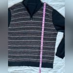 Black Multicolor Scandinavian Fair Isle Stripe Quarter Zip Baby Alpaca Blend Photo 5