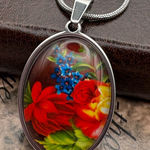 Handmade  Floral Pendant Necklace – Stainless Steel 20” Chain Photo 0