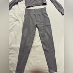Gray Long Sleeve Crop Top and Leggings Set Size XS Photo 2