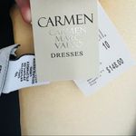 Carmen Marc Valvo Ponte Scoop Neck Dress, Black Size: 10, Fringe Dress NWT Photo 14