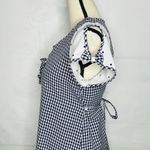 ZARA Dress Size M Blue White Gingham Check Shift Short-Sleeve Tie Back Photo 6