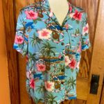 Vtg 90s floral Hawaiian shirt Blue Size M Photo 6