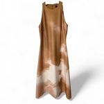 Donna Karan  New York Sleeveless Sheath Dress Gold Tan White Brushstroke Sz 4 NWT Photo 2