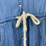 Lovestitch  Blue Chambray Button Up Collared Long Sleeve‎ Tencel Mini Shirt Dress Photo 9