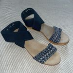 Charleston Shoe Company Navy Blue Peachtree Ankle Strap Wedge Sandal Sz 6 Photo 2