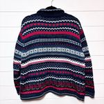 Tiara International vintage Y2K stripes hearts snowflake zip up knit sweater XL Photo 5