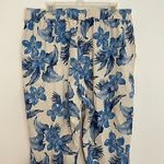 DRAPER'S DAMON'S Look Of Linen Print Crop Pants Cream Beige Blue Tropical Floral Size XL Photo 9