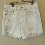 American Eagle , high rise white distressed jean short size 6 western cowgirlcore Photo 0