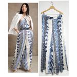 Banana Republic  Blue Print 100% Silk Belay Ultra Wide Leg Pants Size 8 Photo 1