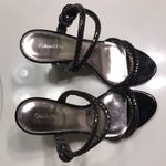 Calvin Klein Women’s Amber Black Silver Metallic Strappy Rope Stiletto Heels Photo 3