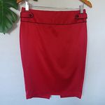 CR Signature Red Satin Pencil Skirt Size M Photo 0