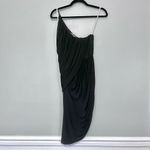 Halston Heritage Black One Shoulder Draped Asymmetrical Dress Small Photo 2