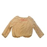 Free People NWT, Rare Crinkle Cropped Ivory Cardigan Pink Beaded Detail, Sz S Photo 8