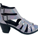 MIISTA Womens Metallic Jelly Shona Heels Adjustable Straps Size 37 Silver Photo 0