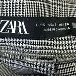ZARA Black White Plaid Checkered Skinny Slim Fit High Waist Trousers Pants Sz S Photo 3