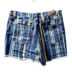 Judy Blue Striped High Rise Blue Denim Jean Shorts Size XL Fray Hem Casual Photo 3