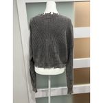 Timing  Distressed Knit Cropped Sweater Pullover Long Sleeve Pocket Top Size L Photo 3