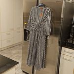 Altuzarra 💕💕 Donrine Seersucker Gingham Midi Dress ~ Black Ivory 42 EU NWT Photo 9