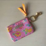 Simply Southern pink and orange peach fruit print gold tone key ring / ID wallet Photo 1