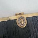 Tango Women's Black Satin Flat Pleated Rhinestone‎ Clutch Purse Shoulder Bag Black Photo 3