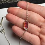 Kendra Scott  Dichronic Glass Pink Gold Tone Necklace Adjustable Length Photo 5