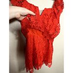 Yumi Kim  Red Lace Off Shoulder Boho Short Romper Size Medium Photo 3