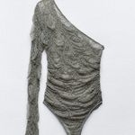 ZARA NWT ASYMMETRIC RUFFLE LACE BODYSUIT Size L Photo 6