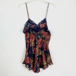 Victoria's Secret Vintage 80’s Victoria’s Secret Gold Label Navy & Red Floral Paisley Slip Chemise Photo 1
