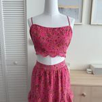 Caroline Constas Skirt Womens Large Floral Lace Tiered Crop Top Matching Co Ord Pink Photo 1