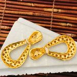 Door Knocker Rhinestone encrusted Clip on Earrings Gold Tone Photo 3