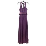 Vera Wang WHITE Bridesmaid Dress Women's Size 2 Formal Gown Plum V-Neck Halter Photo 2