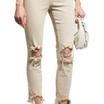 L'Agence NWT High Line Distressed Cropped Skinny in Biscuit Destruct Size 27 Photo 0