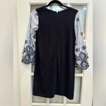 Loft Ann Taylor  Navy Blue Eyelet Cotton Shift Dress Size XS Petite Photo 3