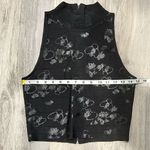 Rebecca Minkoff  Black Floral Sleeveless Cropped Top Full Zip Back Shirt Size XS Photo 2