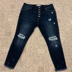 KanCan Dark Blue Button Fly Distressed Skinny Jeans Size 32 Black Photo 0