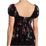 Free People Black and Purple Flower Print Crop Top Photo 1