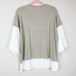 Ming Wang Tan Mixed Media Puff Sleeve Knit Blouse Size Small Photo 9