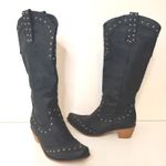 Black Studded Western Boots Women Cowboy Style Mid Calf Pull On Size 8 Photo 0
