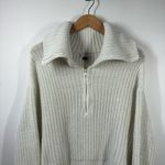 American Eagle Sweater Women L Cream White Ribbed Knit Long Sleeve Old Money Top Photo 2