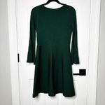Ann Taylor Women's Dark Green Knit Fit Flare Sweater Dress Bell Sleeves Size S Photo 4