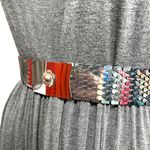 Boutique Vintage 80s 90s Womens Wide Scale Stretch Belt Flower Buckle Accent Silver Tone Photo 3
