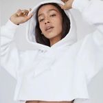Aritzia TNA Cozy Fleece Boyfriend Cropped Hoodie White Size XS Photo 2